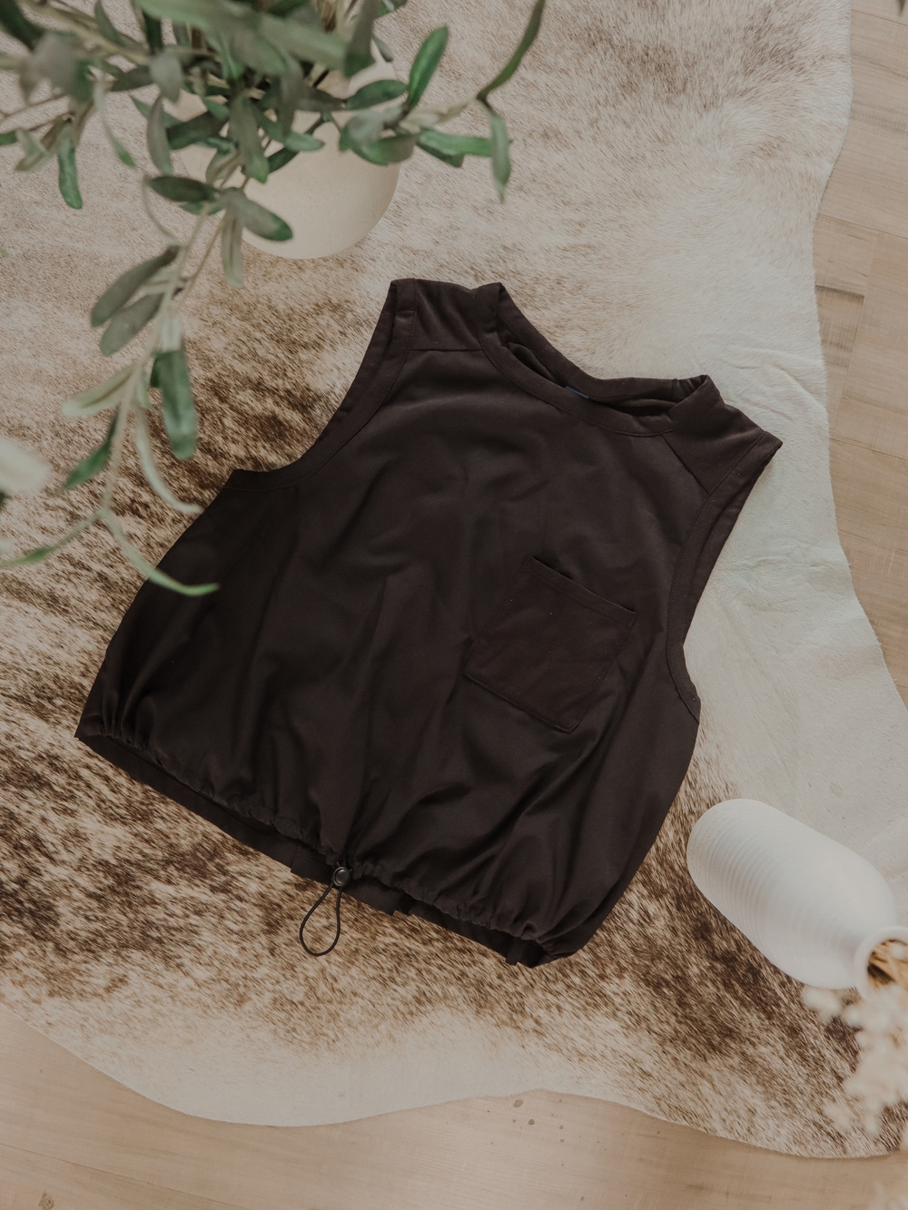 Old Navy Black Drawstring-Hem Tank